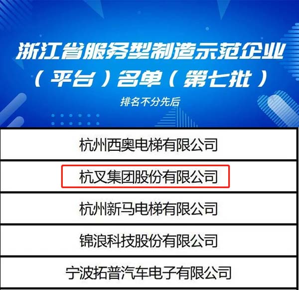 喜訊！杭叉集團(tuán)榮列浙江省服務(wù)型制造示范企業(yè)名單